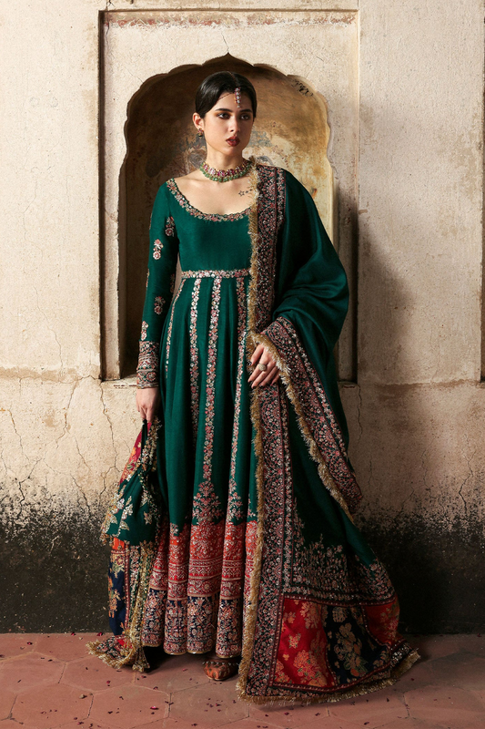 Hussain Rehar Luxury Raw Silk Embroidered 3 Pc Unstitched Suit MEHERUNISSA