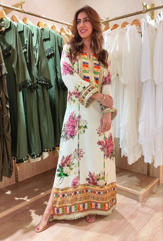 Sabyasachi White Digital Printed Collection Silk