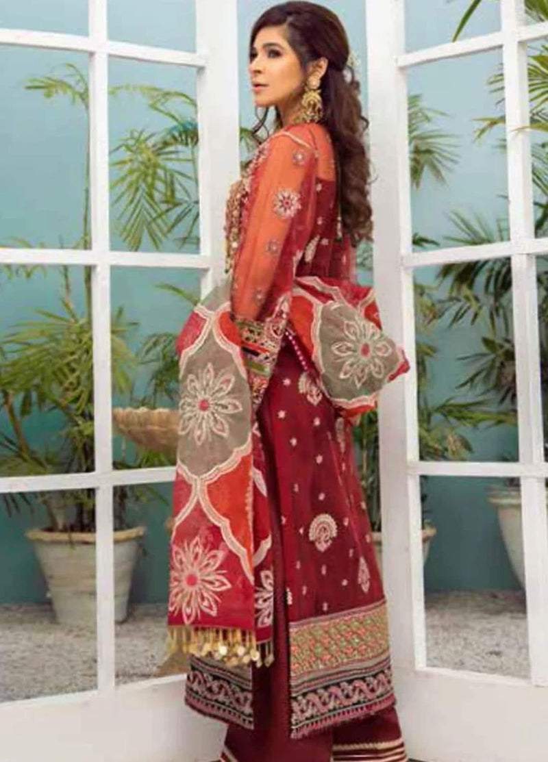 Maryam Hussain Embroidered Organza Unstitched 3 Piece Suit MRH21W D-06 GOTTA KINARI