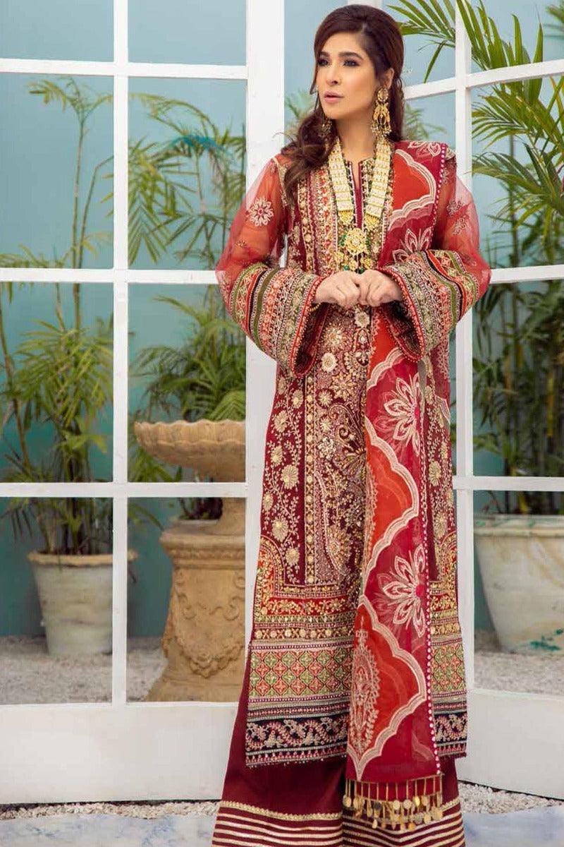 Maryam Hussain Embroidered Organza Unstitched 3 Piece Suit MRH21W D-06 GOTTA KINARI